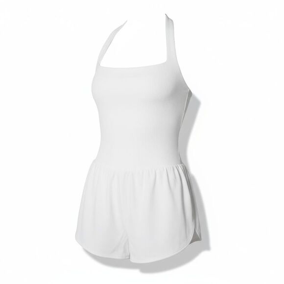 Laslulu Romper Women Large White Square Neck Cross Back Strap Sleeveless - Picture 4 of 8